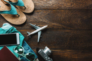 Top view accessories travel with mobile phone,camera,sunglasses